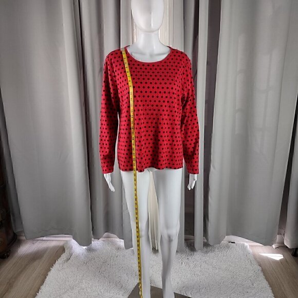 Kim Rogers Womens 100% Cotton Red And Black Polka Dot Pullover Shirt. Size XL - Picture 5 of 12